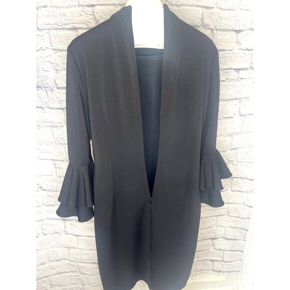 Alexa Admor Dress Evening Formal Black Ties at Neck Ruffled Sleeves Size LARGE - Picture 7 of 11